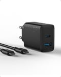 Anker Chargeur iPhone USB C 20W, Chargeur iPad, Recharge Rapide, Compatible avec iPhone 15/ iPhone 15 Plus/iPhone 15 Pro/iPhone 15 Pro Max/iPad et Autres (avec câble USB-C 150cm)