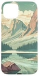 Coque pour iPhone 15 Plus Rocky Mountain Lake Vintage Paysage graphique