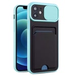 Case For iPhone XR in Cyan Ultra thin Case with Card slot Camera shutter