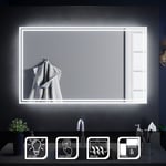 Sirhona - Miroir de salle de bain led rectangle Commutateur Anti-buée éclairage intégré blanc froid Commande par Effleurement 100x60 cm