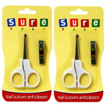 Sure Baby Childrens Kids Manicure Pedicure Nail Scissors & Clipper Set Twin Pack