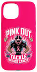 Coque pour iPhone 15 Pink Out Tackle Ruban pour le mois d'octobre contre le cancer du sein