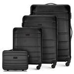 WITTCHEN Valise de Voyage Set de 4 valises Bagages à Main Trousse de Toilette Set de valises en ABS avec 4 roulettes pivotantes Serrure à Combinaison Poignée télescopique Globe Line Noir