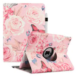 Rotating Case for iPad 9th Generation 2021, iPad 8th Generation 2020, iPad 7th Generation 10.2" 2019-360 Degree Rotating Multi-Angle Viewing Stand, Auto Sleep/Wake (Pink Peony)