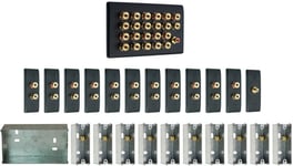 Matt Black 11.1 Surround Sound Audio AV Speaker Wall Face Plate Kit - NON SOLDER