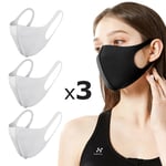 3 Pack Tvättbar mask Munskydd Skyddsmask Vit