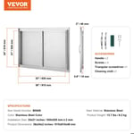 Porte d'Accès pour Barbecue-VEVOR-Simple Porte de Cuisine Extérieure 915x610x46 mm-Îlot de Barbecue-Argenté