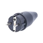 as - Schwabe Fiche en caoutchouc Fiche de contact de protection avec double contact de protection, câbles jusqu'à max. 1,5mm², adaptée à l'extérieur, 230V, 16A, IP44, noir, 60411