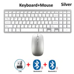 HKZA-Ensemble clavier et souris sans fil,Bluetooth 5.2,2.4G,Limitation de la chloration,Ordinateur portable,PC,TV,iPad,Macbook,Android - Type Argent