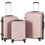 Hardcase Trolley Luggage Set 3 suitcases on Castors ABS Fabric Lining Rose Gold