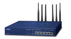 PLANET 5G NR Cellular + Wi-Fi 6 trådlös router Gigabit Ethernet Dual-band (2,4 GHz / 5 GHz) Blå