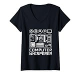 Womens Computer Whisperer For Brother Friend Husband Tech It Pc V-Neck T-Shirt