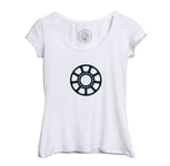 T-Shirt Femme Col Echancré Iron Man Arc Reactor Super Héros Bd Film Geek