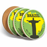 4 Set - Brazil Rio De Janeiro Vinyl Coasters - Kitchen Drinks Coaster Gift #4340