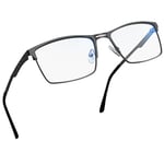 Joopin Lunettes Anti Lumière Bleue pour Homme et Femme Lunettes d'ordinateur Anti-reflet avec Cadre Métal Gris