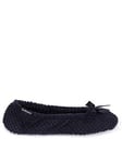 TOTES Isotoner Popcorn Terry Ballet Slippers - Black, Black, Size 3-4, Women