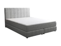 Ensemble complet boxspring tête de lit + sommier + matelas + surmatelas - 180 x 200 cm - Velours - Gris clair - HIDA de YSMÉE