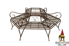 Biscottini Banc De Jardin Arbre Circulaire Fer Noir Style Ancien Rustique