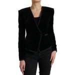 DOLCE & GABBANA Jacket Black Velvet Cotton Double Breasted IT40/US6/S 2930usd