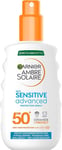 Garnier Ambre Solaire SPF 50+ Sensitive Advanced Sun Cream Spray, Factor 50,150M