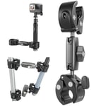 Duall Support de Serrage à Boule pour bâton de Montage sur Guidon de vélo, Moto, Accessoires compatibles avec GoPro Hero 13 12 11 10 9 8 Insta360 X3 X4 Go3 DJI Osmo Action 5 Pro 4 Pocket 3