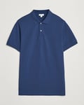 Sunspel Supima Cotton Short Sleeve Pique Polo Ink Blue