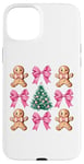 iPhone 15 Plus Cute Coquette Pink Bow Xmas Gingerbread Man Christmas Tree Case