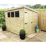 8 x 6 Pressure Treated Pent Garden Shed with Side Door