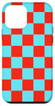 Coque pour iPhone 12 mini Bleu et rouge cerise à carreaux, esthétique, tendance