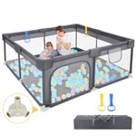 Dripex Baby Playpen, Portable Playpen for Baby and Toddlers, Sturdy 132x132x68 Anti-Fall Baby Play Pen and Baby Fence Kids Activity Center with Breathable Mesh and Pull-Up Ring for Indoor&Outdoor