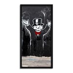 Wee Blue Coo Monopoly Man Graffiti Long Panel Framed Wall Art Print