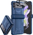 Galaxy Z Flip 4 Phone Case with Magnetic Hinge & Lens Protection Blue Cover