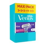 Gillette Venus Deluxe Smooth Swirl Lot De 3X3 Lames De Rechange Pour Femme, Recharges Avec 5 Lames Pour Un Rasage De Près, Avec Un Ruban Hydratant Pour Protéger La Peau Sensible