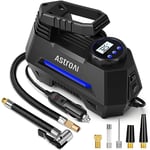 AstroAI Tyre Inflator Air Compressor 12V, Portable Electric Auto-Stop Car Tyre Pump with Tyre Pressure Gauge, Valve Adaptors and LED Light, Car Accessories, Blue