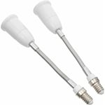 Lot de 2 douilles d'extension E14 à E27 pour douille d'ampoule - Adaptateur pour ampoule pliable avec base à vis - Réglable - Pour maison - 19 - 5 cm