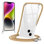 Yoedge Coque pour iPhone 14 Plus avec Cordon 6,7", Transparente Coque Collier Réglable Téléphone Étui Portable Lanyard Housse, Etui avec PC + TPU Bumper Anti-Chute Protection Case, Arc-en-Ciel