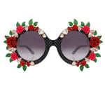 DOLCE & GABBANA Rose Flower Crystal Pearl Sunglasses Pink Black DG4367 12739