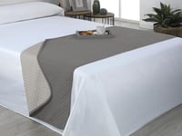 Estoralis - AVA | Chemins de lit Doux et Soyeux | Tissu matelassé réversible | Beige/Taupe | pour lit de 140/150/160 cm. (60 x 230 cm.) Couvre-lit de Couleur contrastée.