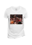 T-Shirt Homme Col V Michael Jordan Maillot Noir Chicago Bulls Goat Basketball