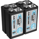 ANSMANN Piles 6F22 9V 300 mAh NiMH rechargeables (lot de 4)