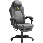 Songmics Home - Collection cyrus - Fauteuil Gaming, Chaise de Bureau Ergonomique avec Repose-pieds, Chaise Gamer avec Appui-tête, Coton-lin, Hauteur