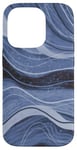 Coque pour iPhone 14 Pro Bleu clair, bleu marine et motif tourbillons noirs