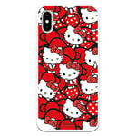 Personalaizer Coque pour iPhone X - XS - Hello Kitty Lazos Rojos y Topos