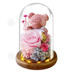 INN® Perpetual Flower Bear Foam Glas Lock Box Alla hjärtans dag present till flickvän Födelsedagspresent Torkade rosor