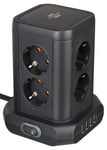 Brennenstuhl Socket Tower 8-vägs grenuttag med 4 USB