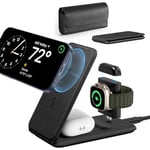 ESR 3-in-1 Travel Charging Station, MagSafe Charger, Made for Apple Watch Certified, Foldable Magnetic Wireless Charger for iPhone 16/15/14/13/12 Series, AirPods 4/3/AirPods Pro, Black