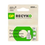 GP 650 ReCyko uppladdningsbart AAA | HR03 Ni-Mh batteri 2-pack $$