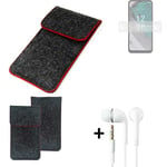 Cover for Nokia C32 dark gray red edges Sleeve + earphones