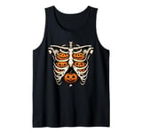 Skeleton Rib Cage Pumpkin Halloween Bones Jack O Lantern Tank Top