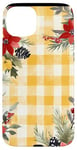 Coque pour iPhone 15 Plus Jaune aquarelle florale rouge Buffalo Plaid Merry Christmas